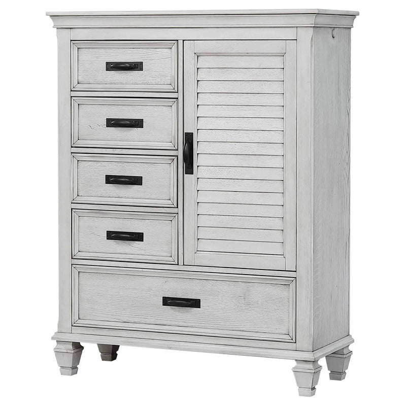 Franco 5-drawer Door Chest Distressed White by Unique Piece Furniture