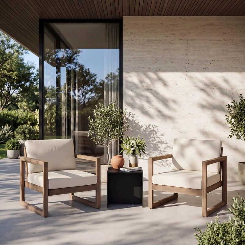 Set of 2 Outdoor Acacia Wood Patio Club Chair by HouseOfZazla