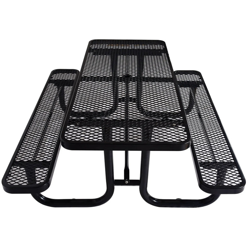 Rectangular Outdoor Steel Picnic Table With Umbrella Pole by Unique Piece Furniture