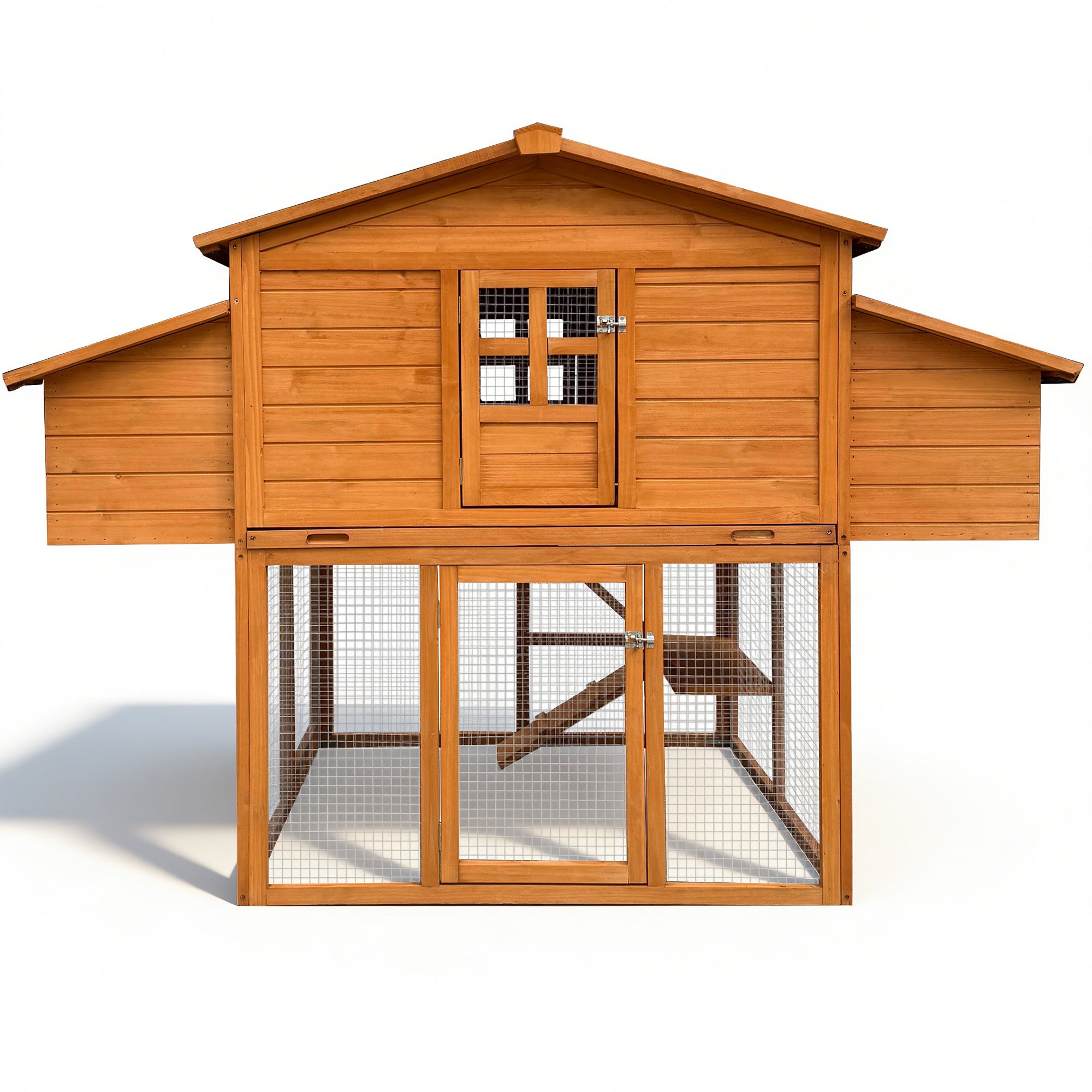 Chicken House for Outdoor with Two Nesting Boxes, Leakproof Pull-On Tray, and UV-Resistant Roof Panel by HouseOfZazla