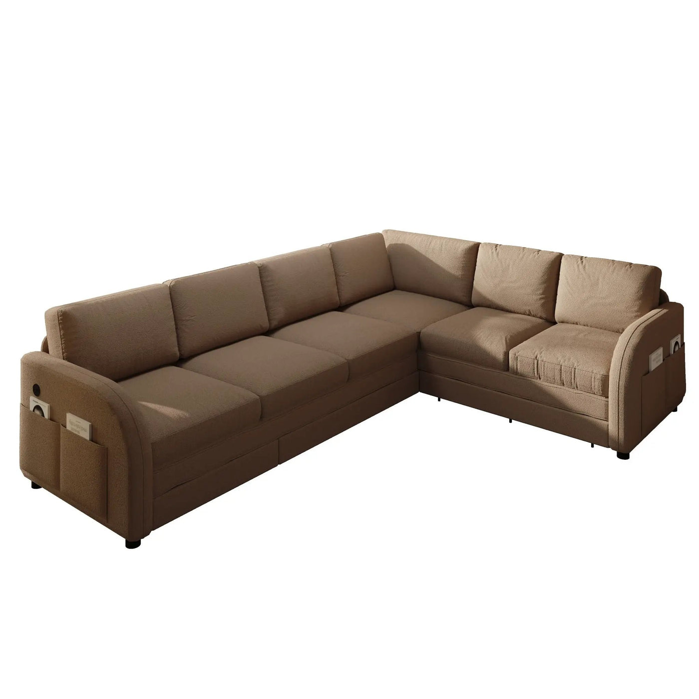 L-Shaped Couch With Pull-Out Bed, Convertible Sleeper Sofa With Side Pocket & USB Port by HouseOfZazla