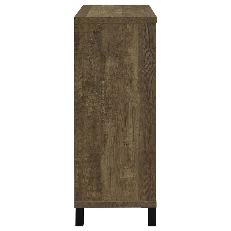 Arlington Sliding Door Home Bar Wine Cabinet Rustic Oak by Unique Piece Furniture