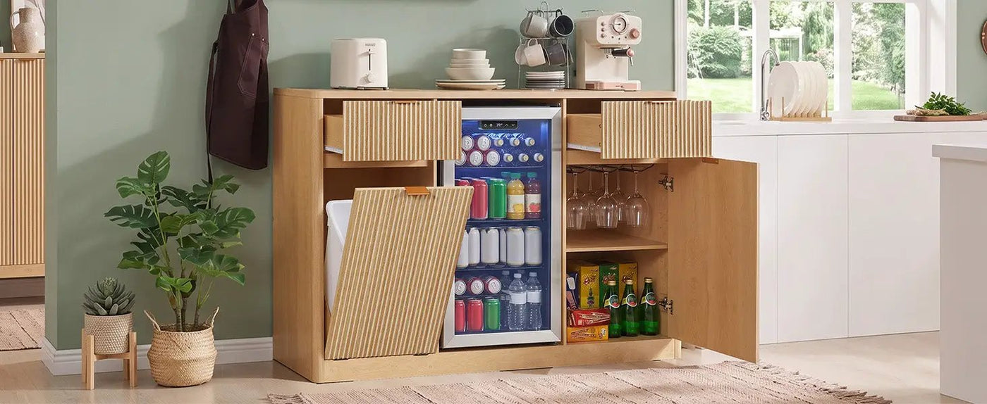 K&K 59" Coffee Bar Cabinet with Fridge Space by HouseOfZazla