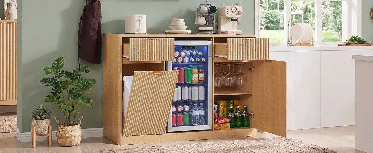 K&K 59" Coffee Bar Cabinet with Fridge Space by HouseOfZazla