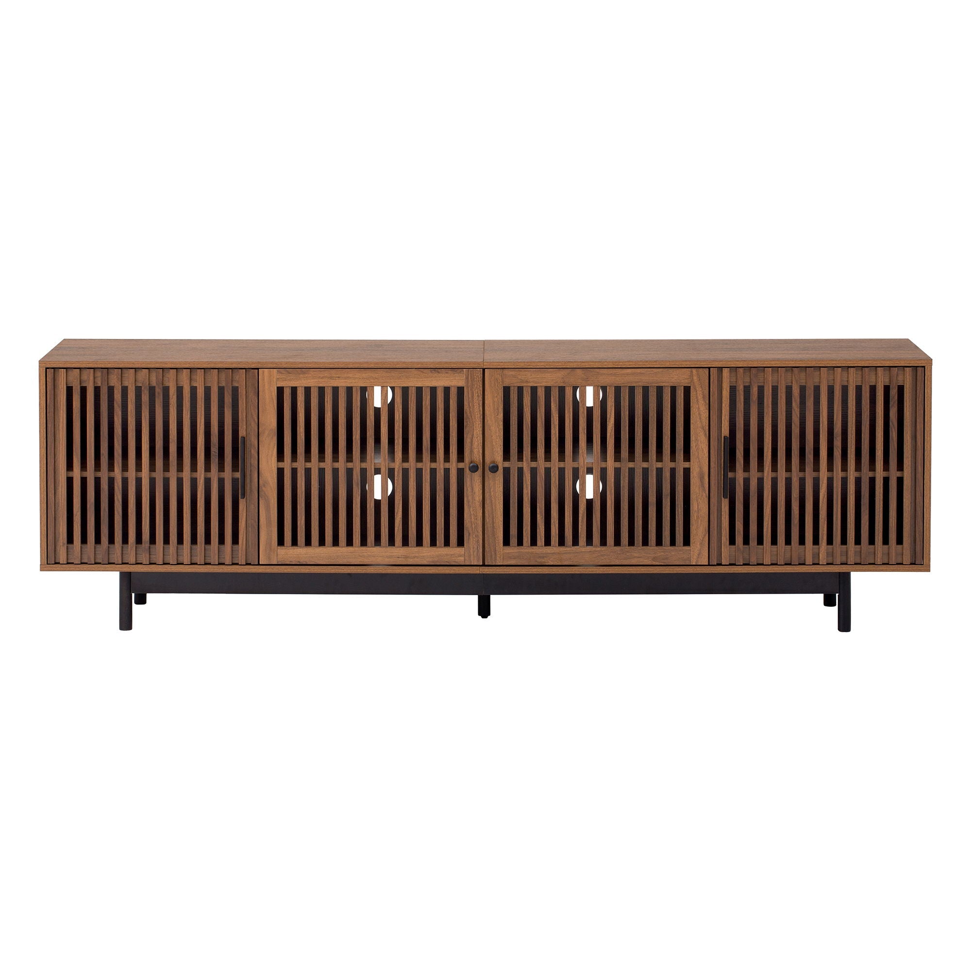TV Stand For TVs, Entertainment Center With Closed Storage & Cable Management, Soft Closing Hinges - Walnut by Unique Piece Furniture