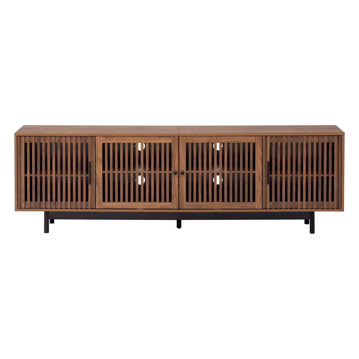 TV Stand For TVs, Entertainment Center With Closed Storage & Cable Management, Soft Closing Hinges - Walnut by Unique Piece Furniture