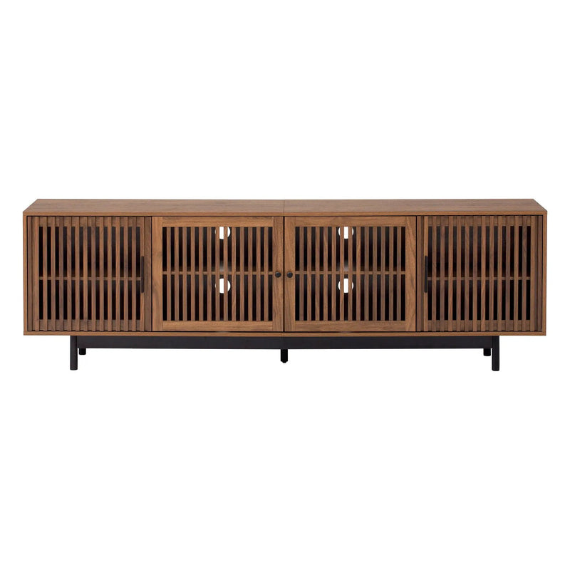 TV Stand For TVs, Entertainment Center With Closed Storage & Cable Management, Soft Closing Hinges - Walnut by Unique Piece Furniture