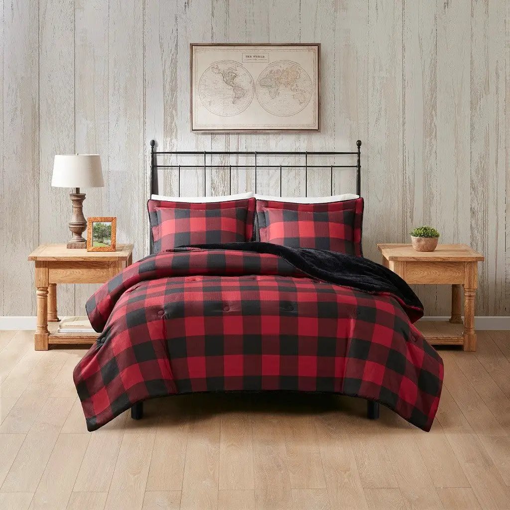King/Cal King Faux Wool to Faux Fur Down Alternative Comforter Set by HouseOfZazla