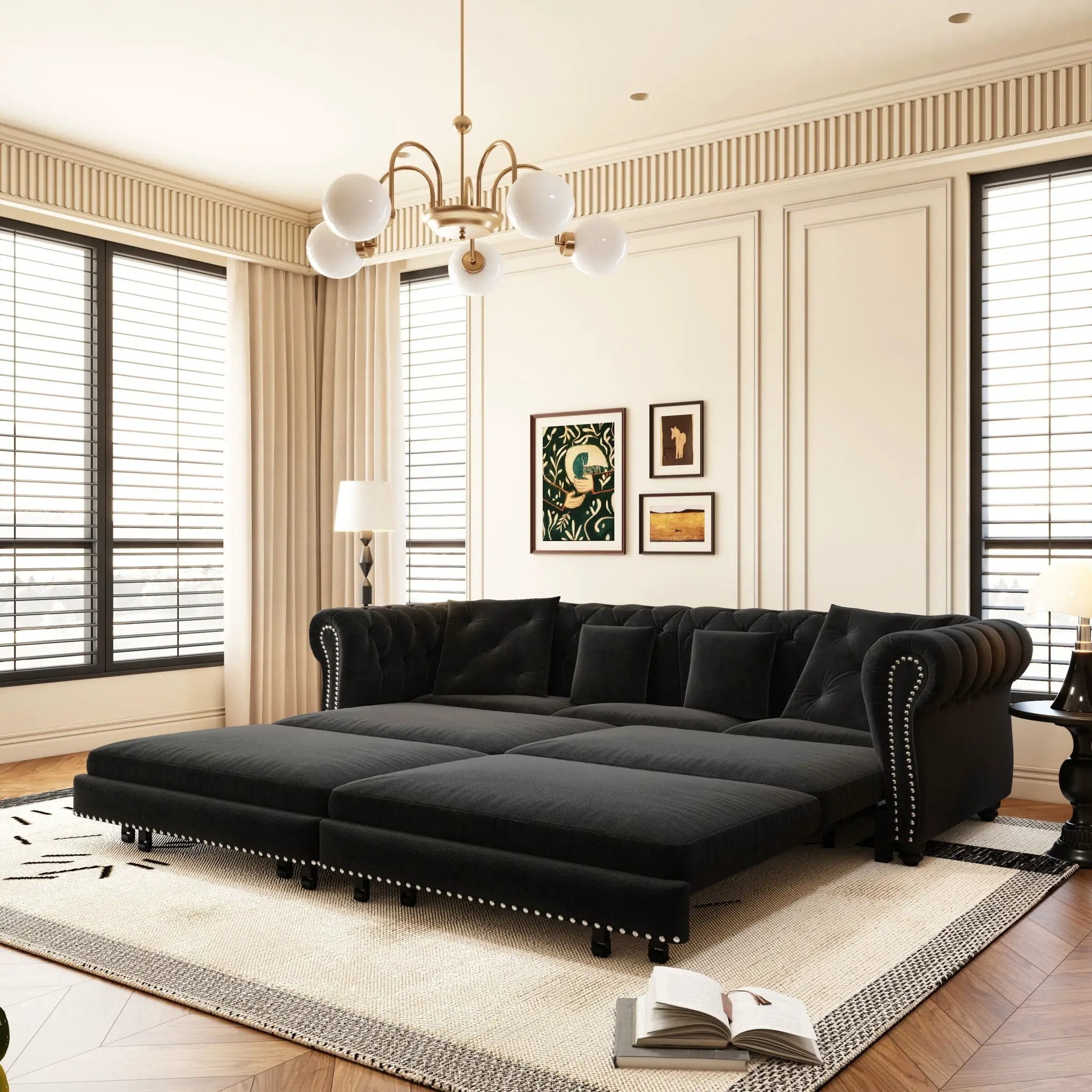 3 In 1 Convertible Sleeper Sofa Bed With Movable Ottoman by HouseOfZazla