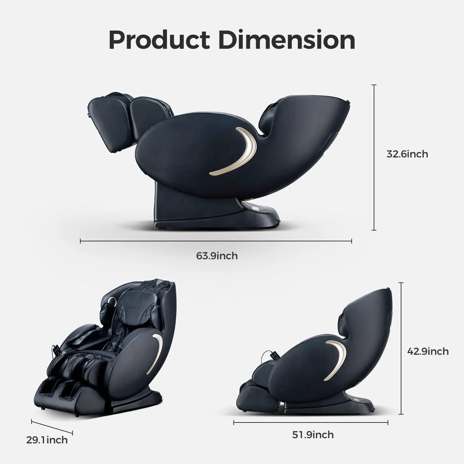 Bosscare - 3D Zero Gravity Massage Chair, Full Body Shiatsu Recliner With App by HouseOfZazla