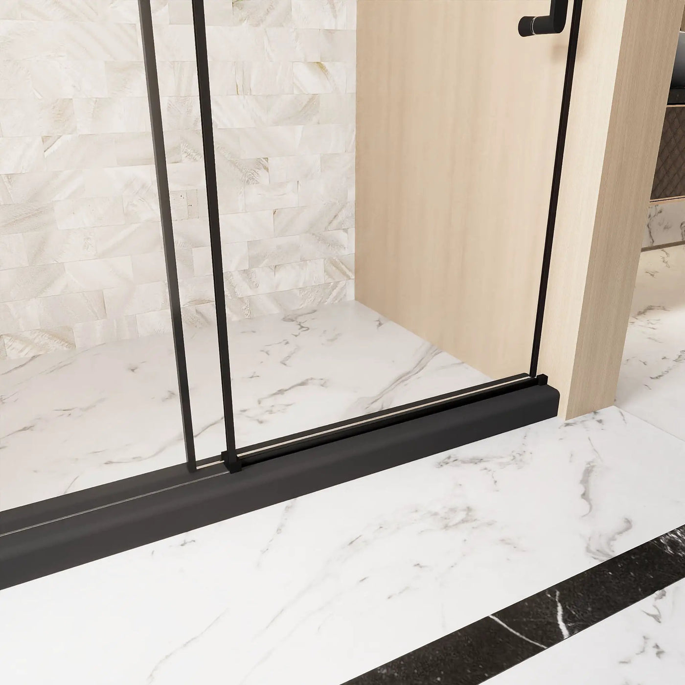 Frameless Single Sliding Shower Door, Square Tube Track by HouseOfZazla