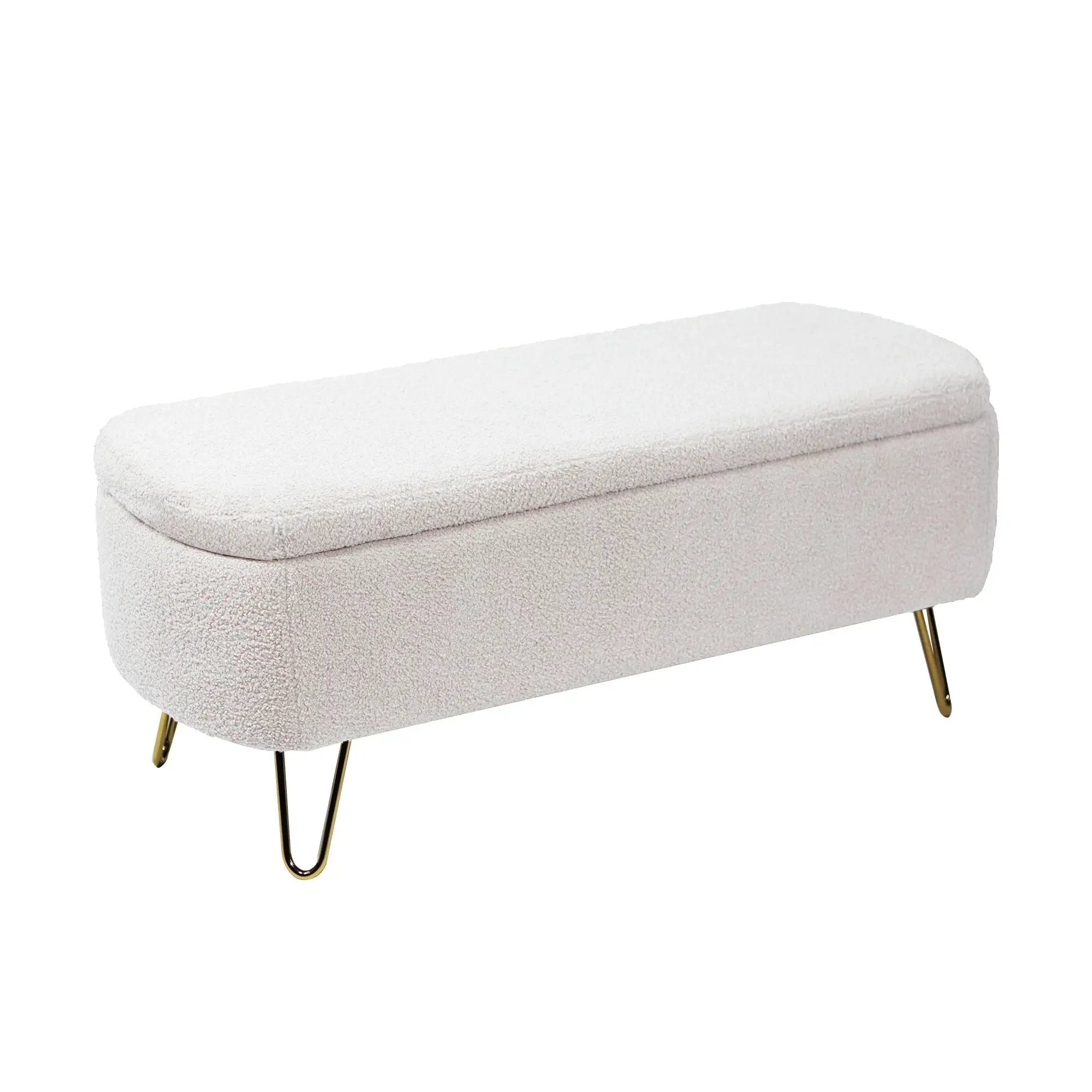 Storage Ottoman Bench For End Of Bed Legs, Modern Camel Faux Fur Entryway Bench Upholstered Padded With Storage For Living Room Bedroom by Unique Piece Furniture