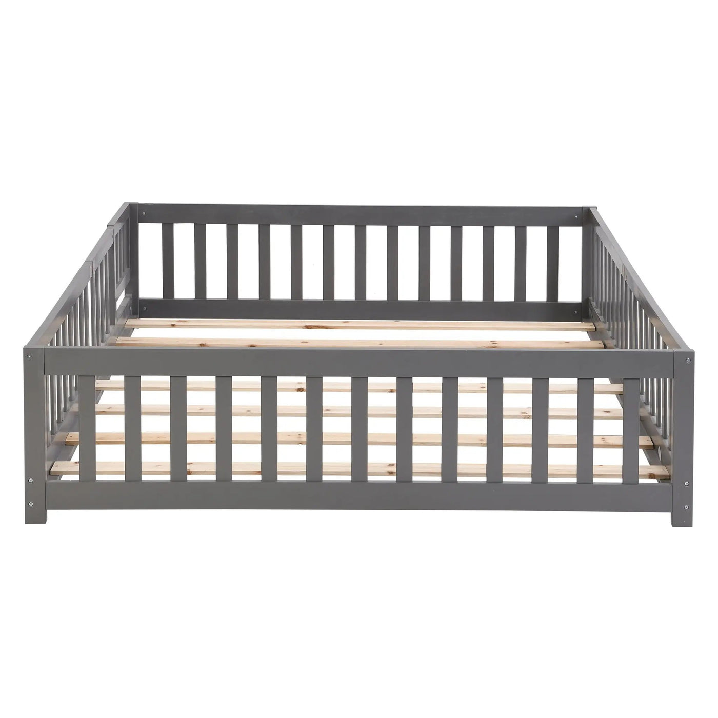 Solid Wood Floor Bed With Door And Fence For Children by HouseOfZazla