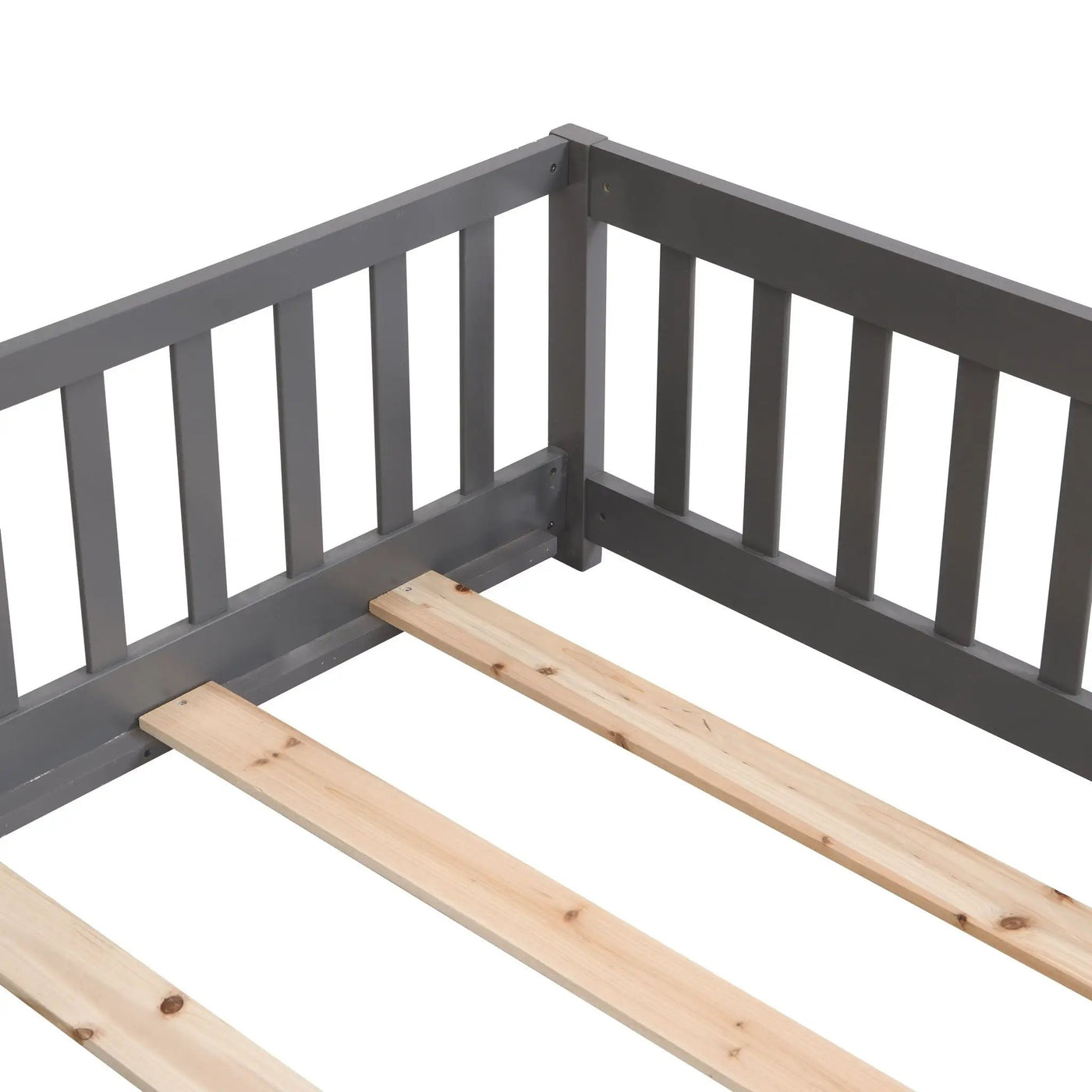 Solid Wood Floor Bed With Door And Fence For Children by HouseOfZazla