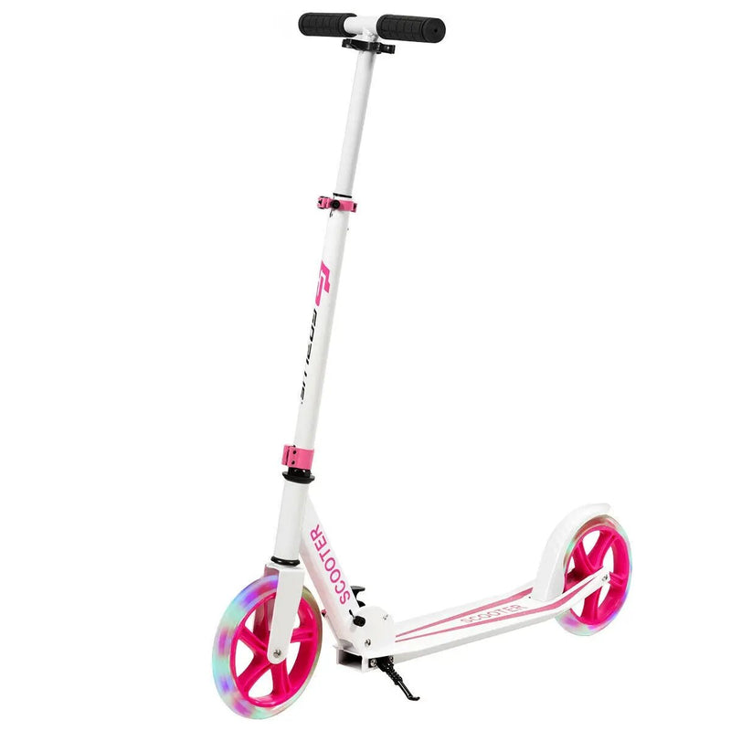 Portable Folding Sports Kick Scooter with LED Wheels-Pink by DirectDeals