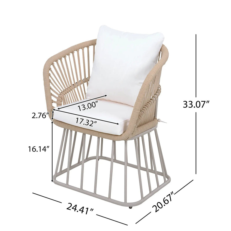 Outdoor 7-Piece Dining Set - Rectangular Teak Wood Table + 6 Wicker Chairs by HouseOfZazla
