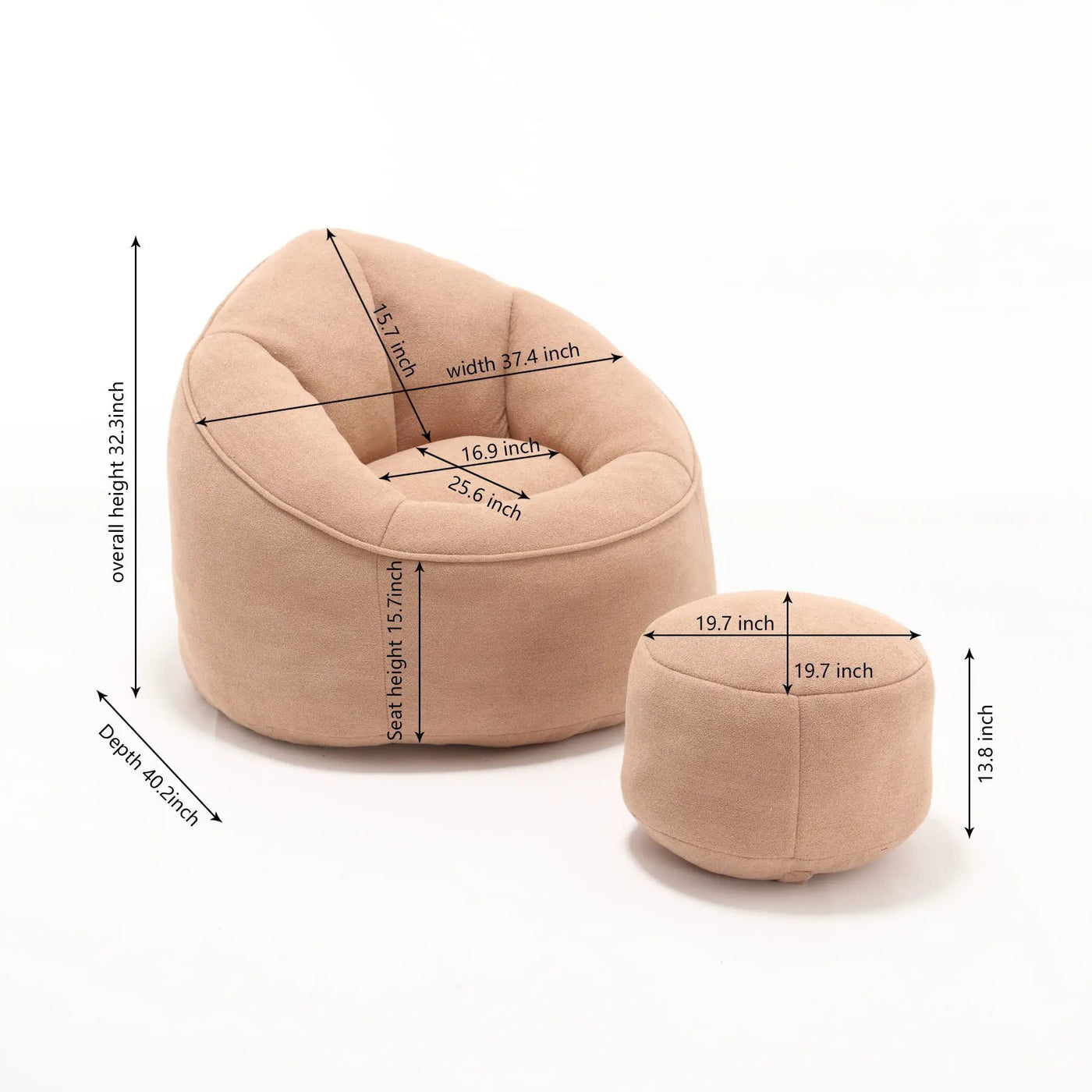 Bedding Bean Bag Sofa Chair High Pressure Foam With Footrest by HouseOfZazla