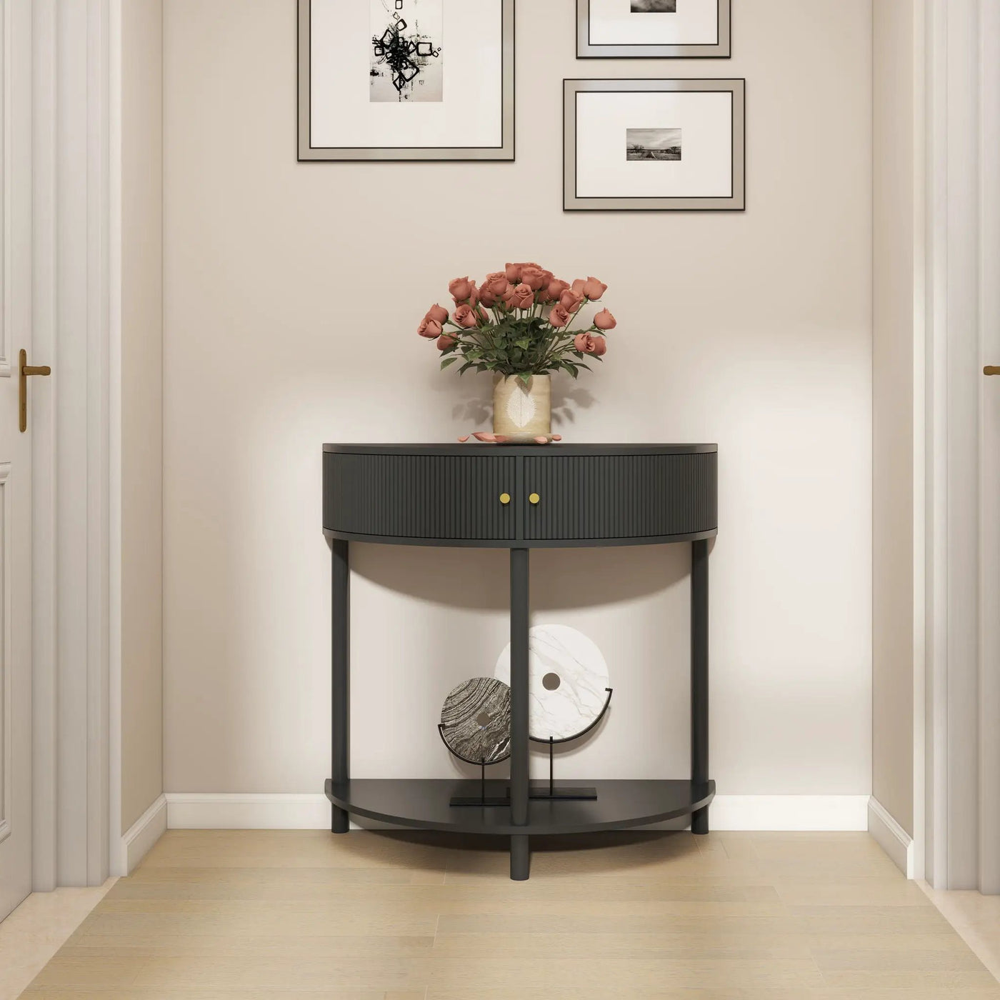 Demi Lune Console Table With 2 Storage Drawers by HouseOfZazla