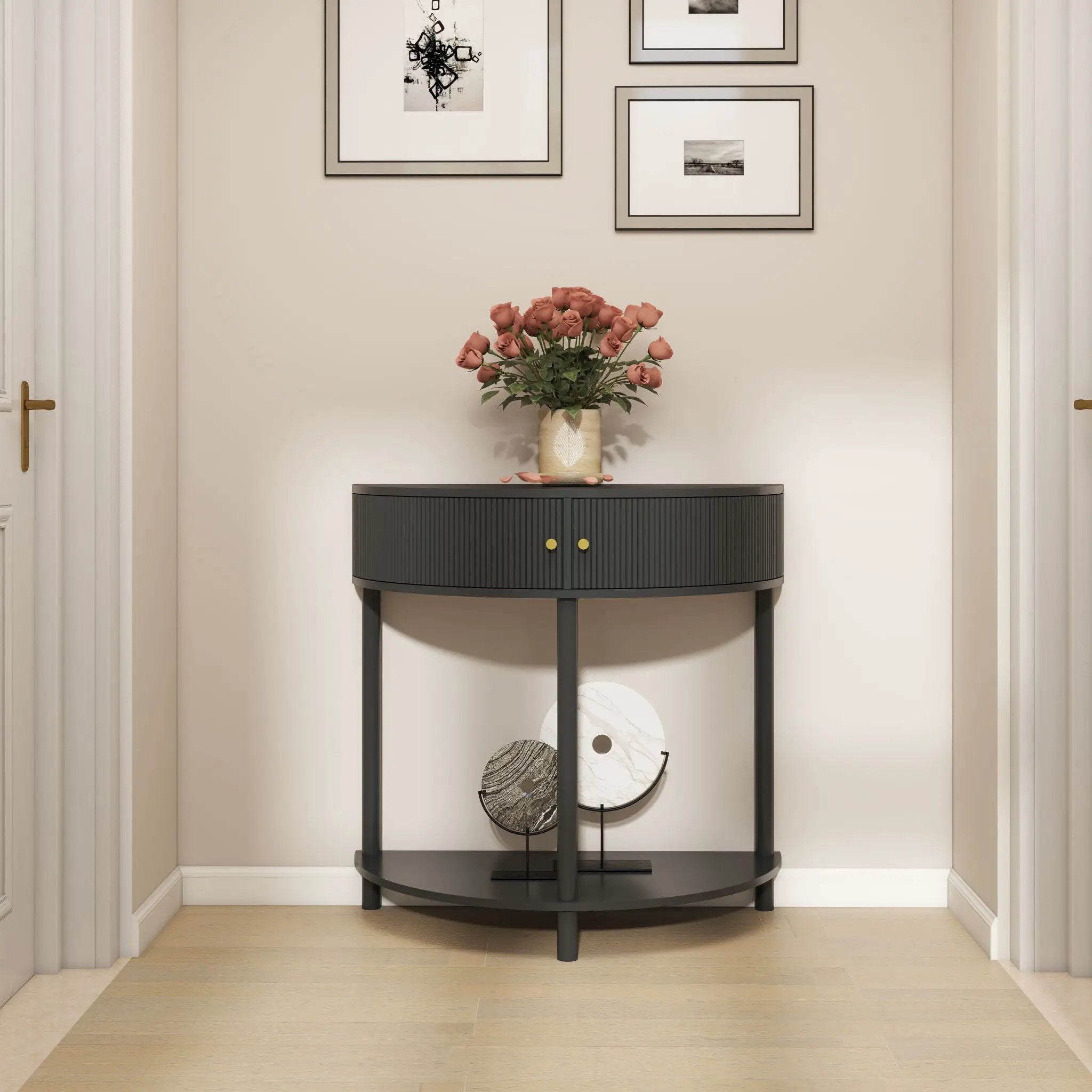 Demi Lune Console Table With 2 Storage Drawers by HouseOfZazla