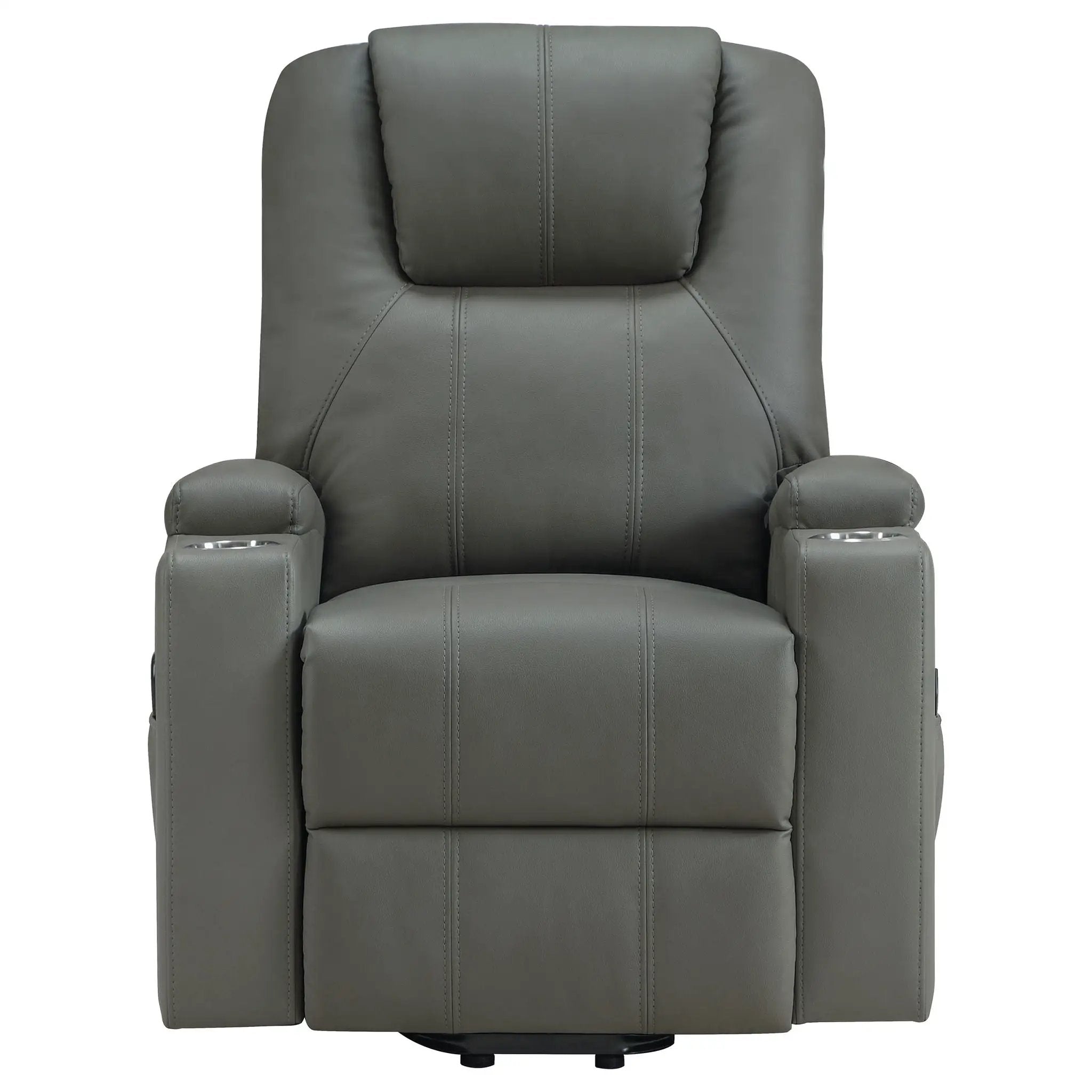 Armstrong Upholstered Power Lift Massage Recliner Grey by Unique Piece Furniture