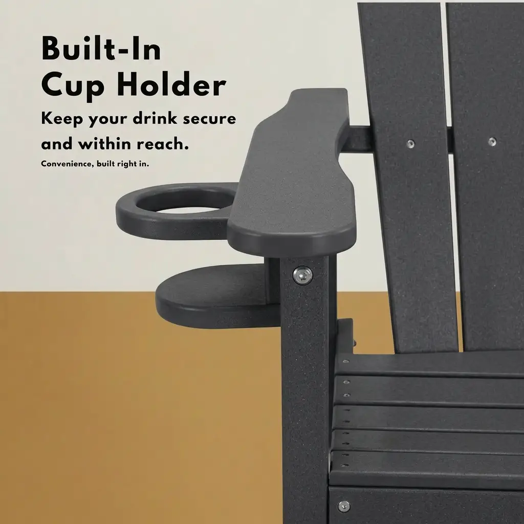 HDPE Bar Height Adirondack Chair with Cup Holder - Gray by HouseOfZazla