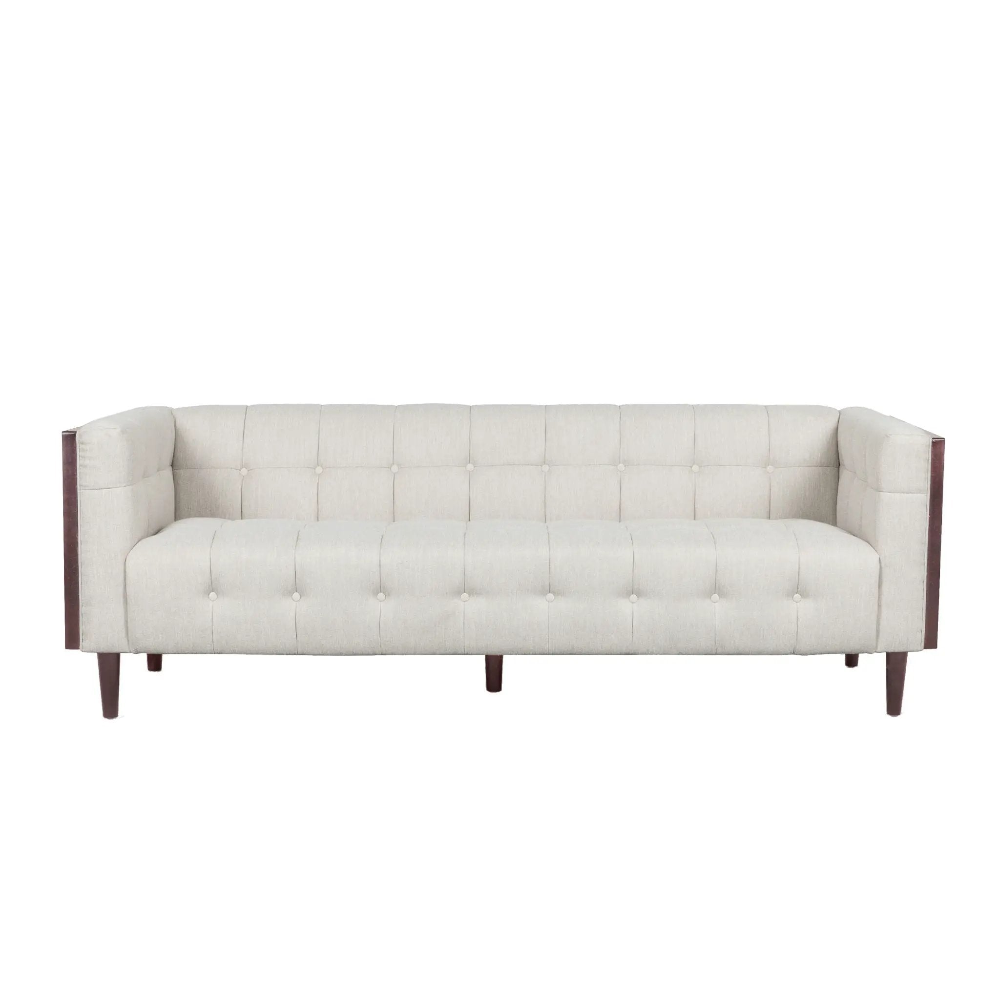 Contemporary Mid-Century Charm 3 Seater Sofa With Button Tufted Waffle Stitching by HouseOfZazla
