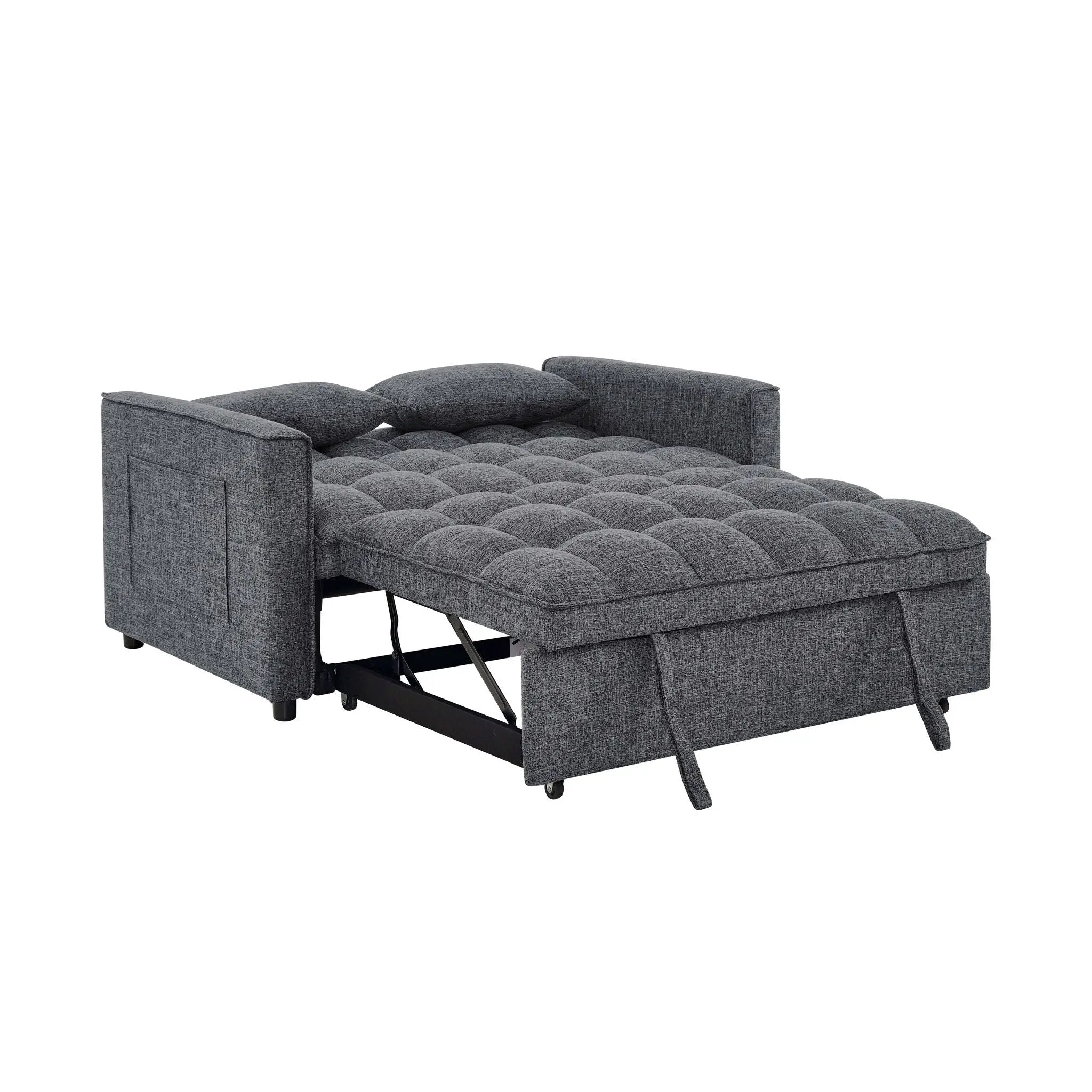Sienna - Tufted Convertible Sleeper Sofa With Chaise - Gray by HouseOfZazla