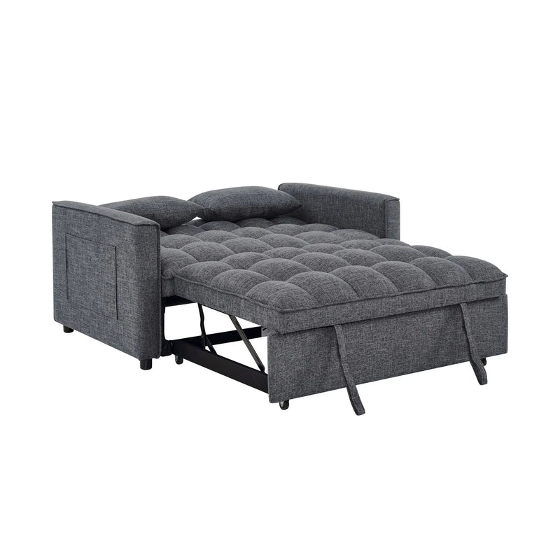 Sienna - Tufted Convertible Sleeper Sofa With Chaise - Gray by HouseOfZazla