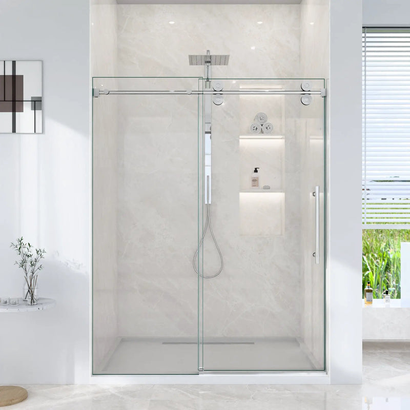 44"-48"W x 76"H Frameless Single Sliding Shower Door by HouseOfZazla