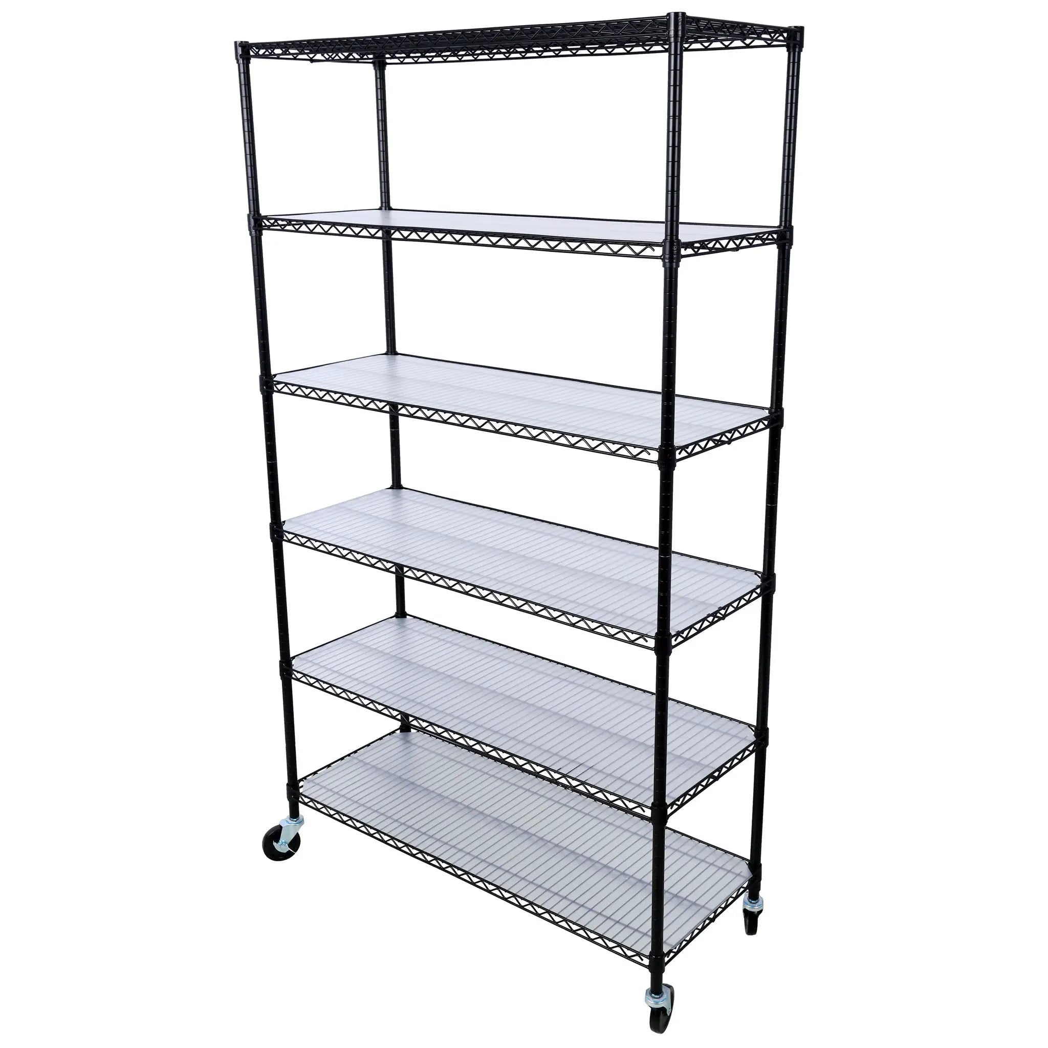 6 Tier 6000Lbs Capacity Nsf Metal Shelf Wire Shelving Unit, Heavy Duty Adjustable Storage Rack With Wheels & Shelf Liners For Commercial Grade Utility Steel Storage Rack by HouseOfZazla