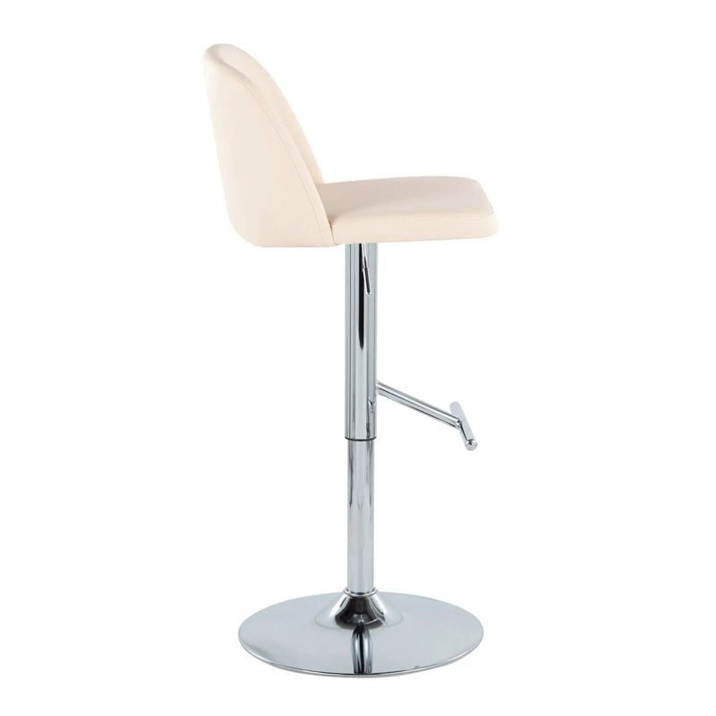 Toriano - Contemporary Adjustable Barstool With Swivel With Straight T Footrest (Set of 2) - Cream / Chrome by HouseOfZazla