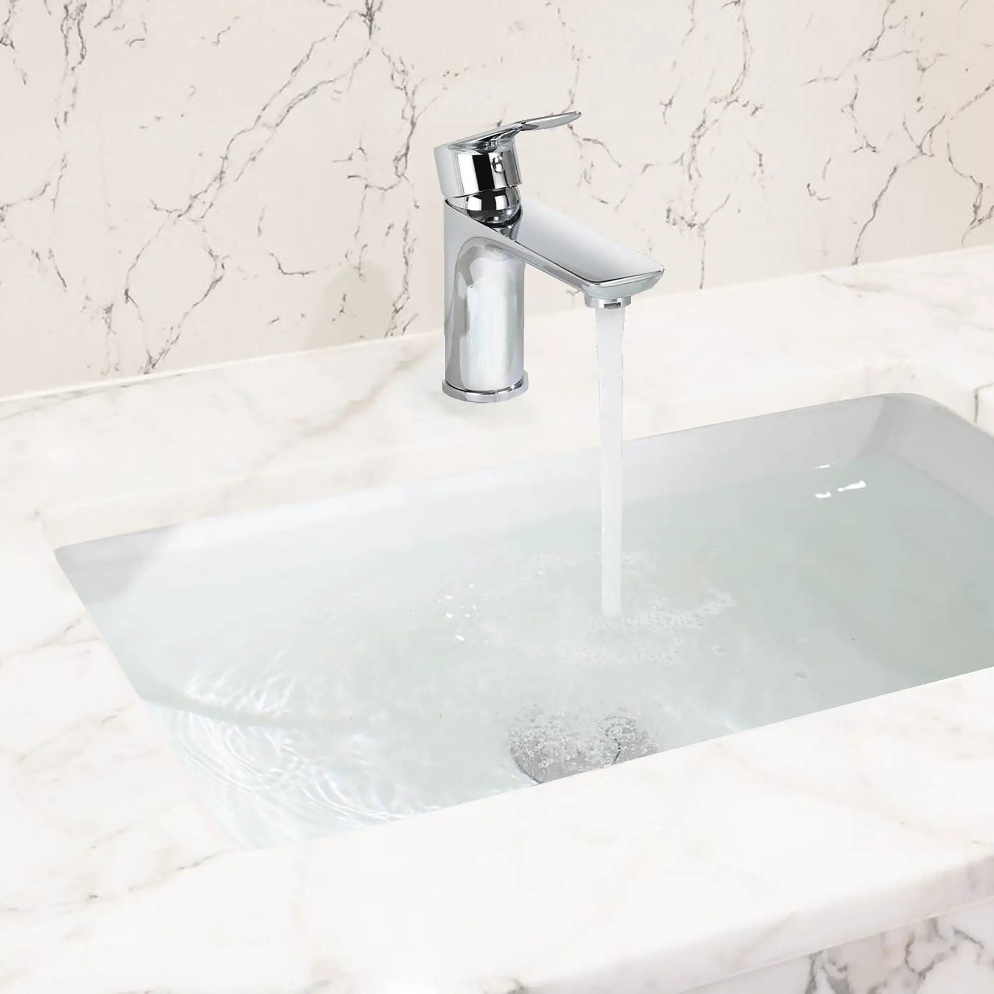 Single Handle Lavatory Basin Sink Faucet Brass Bathroom Faucet With Hot And Cold Water Control - Chrome by HouseOfZazla