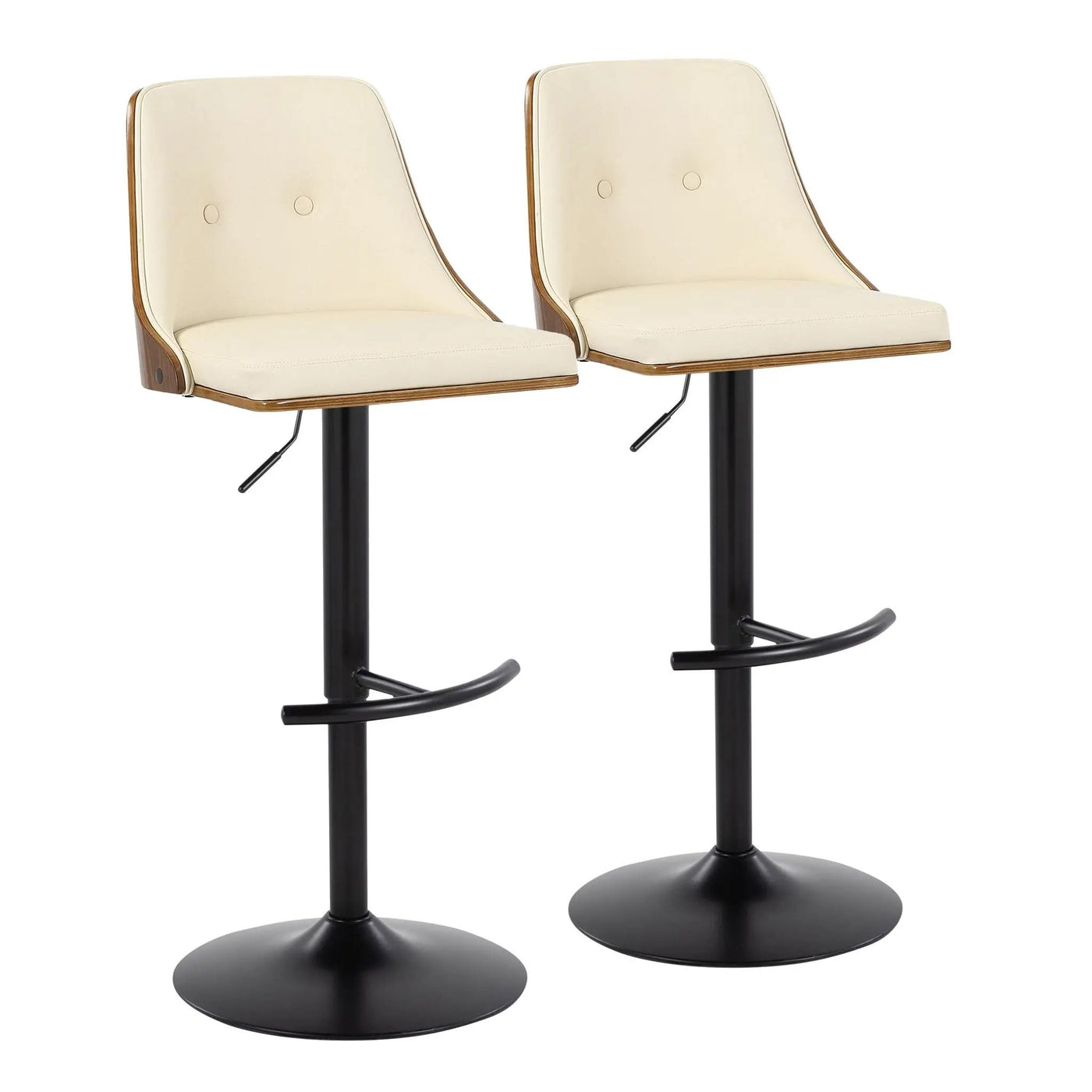 Gianna - Mid Century Modern Adjustable Barstool, Swivel With Rounded T Footrest (Set of 2) by HouseOfZazla