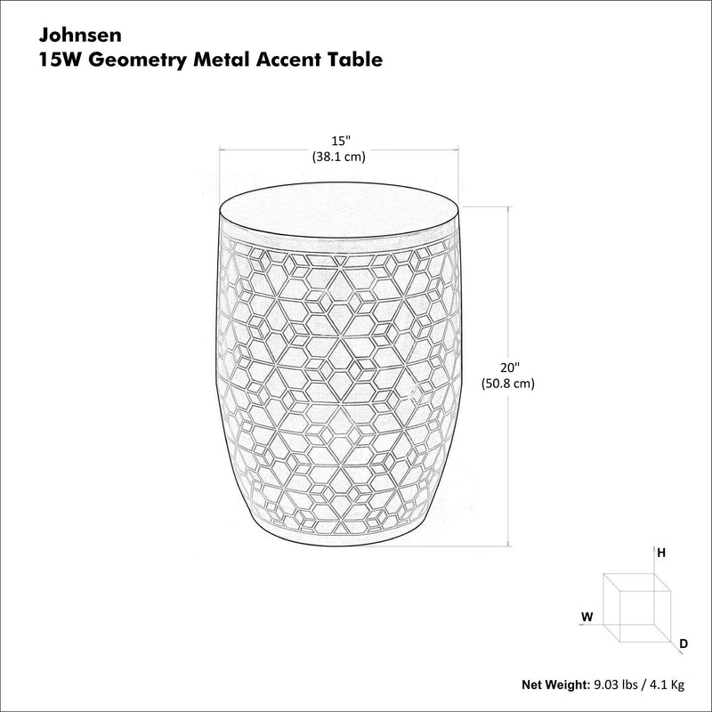 Johnsen - Geometric Pattern Accent Table - Antique Silver by HouseOfZazla