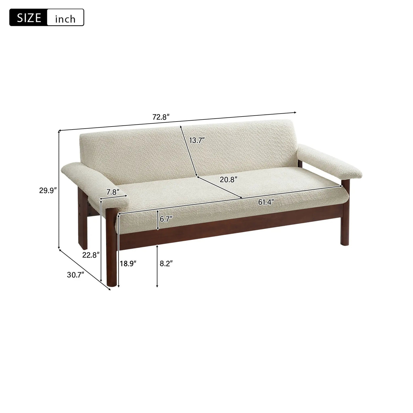 Loveseat Sofa 2 Seater Couch with Armrest Pillows by HouseOfZazla