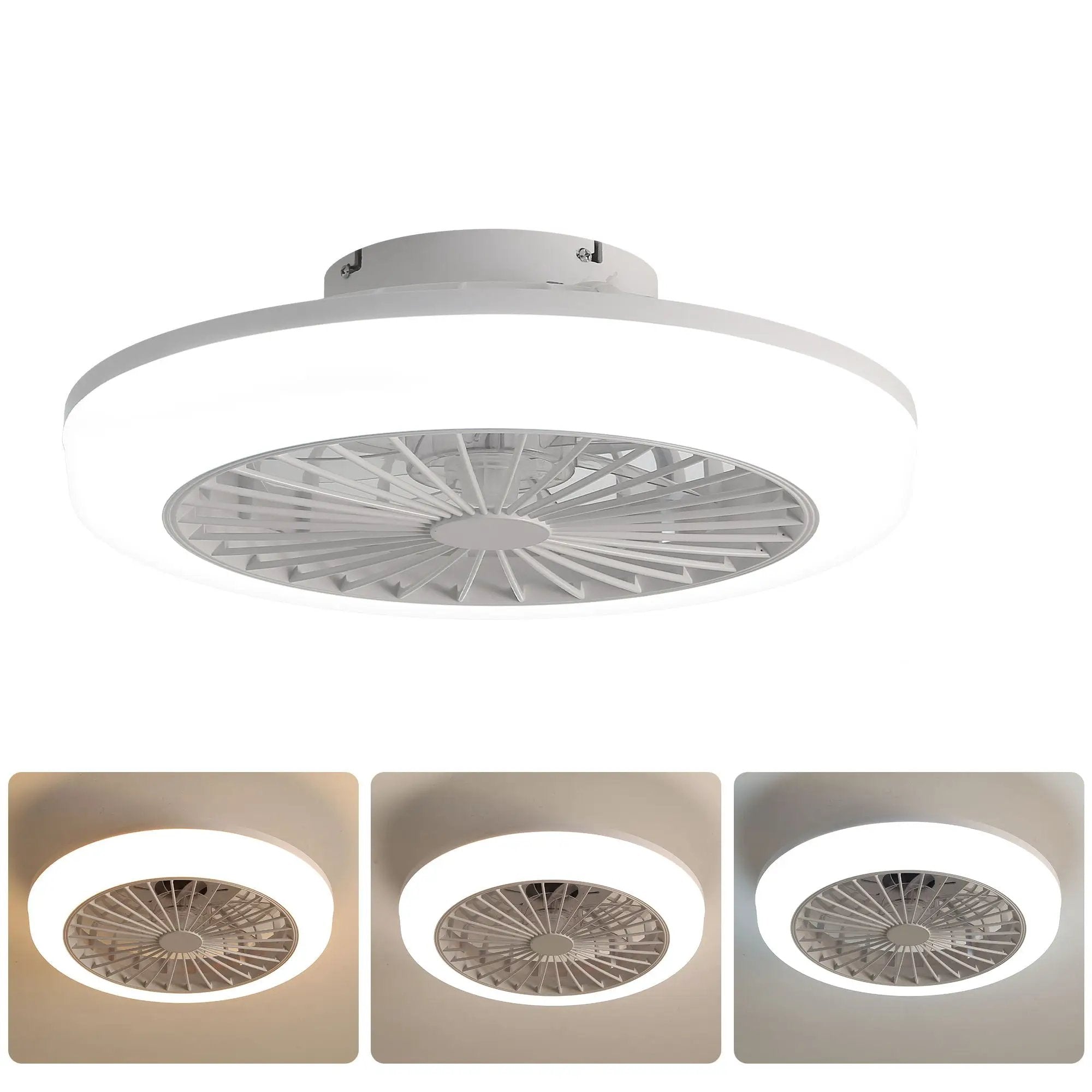 Bladeless Ceiling Fan With Light And Remote Control - White by Unique Piece Furniture