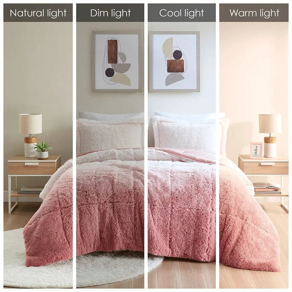 Twin/Twin XL Ombre Shaggy Long Fur Comforter Mini Set by HouseOfZazla