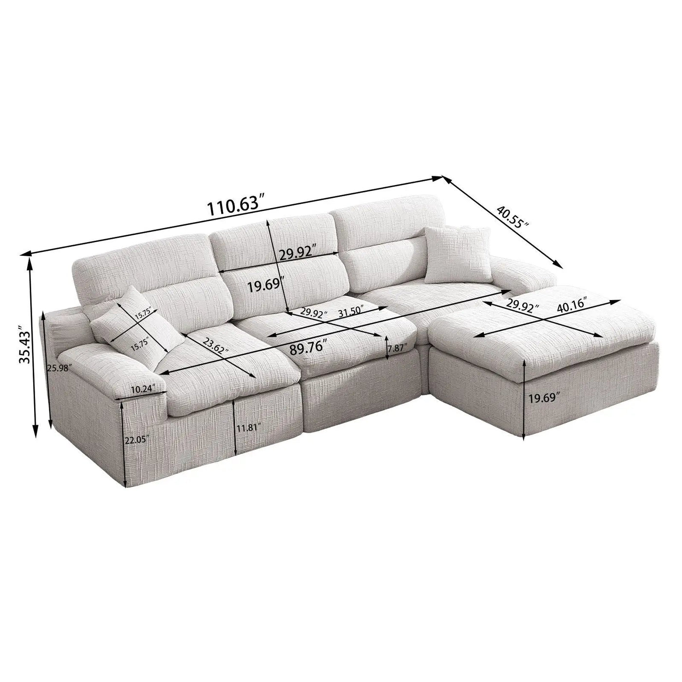 Corner Chaise Sofa With High Backrest by HouseOfZazla
