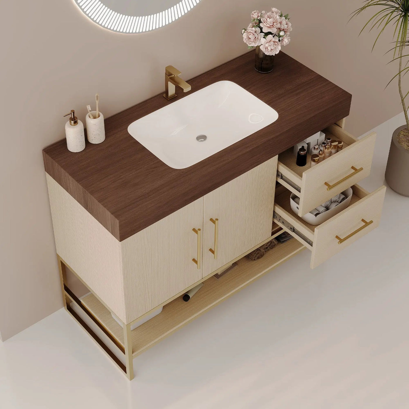 36" Modern Free-Standing Bathroom Vanity with Seamless Ceramic Sink & Sintered Stone Top by HouseOfZazla