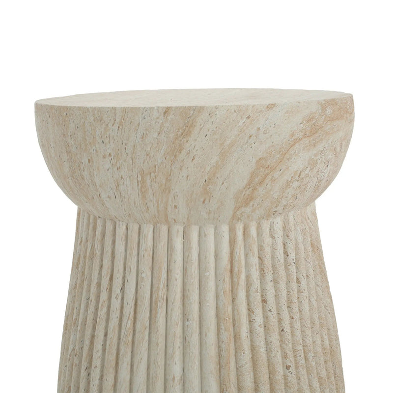 Outdoor Travertine Concrete Side Table - Beige by HouseOfZazla