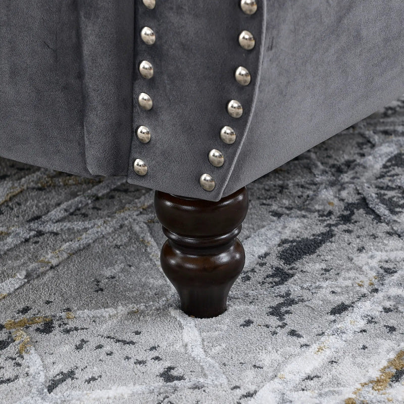 Chesterfield Sofa With Rolled Arms And Nailhead Trim by HouseOfZazla