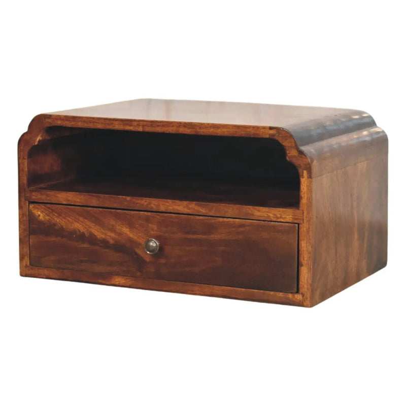 Artisan Furniture Solid Wood Avora Wall-Mounted Chestnut Bedside by HouseOfZazla