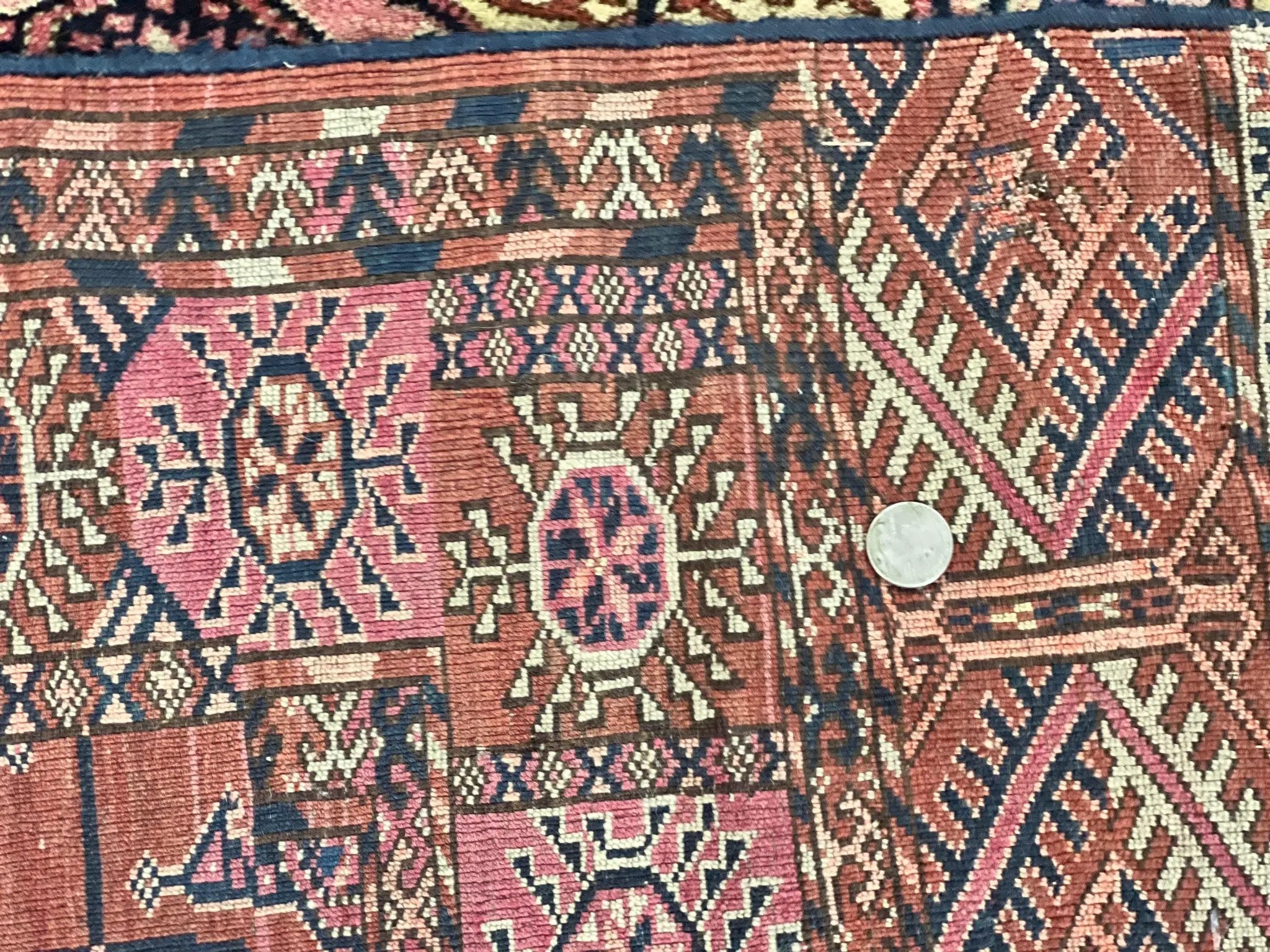 Persian Turkoman Rug 4x6, Wool Hand Knotted Antique Bokhara Carpet, Red Pink, Handmade Tribal Oriental Rug 4 x 6 ft by Jewel Rugs