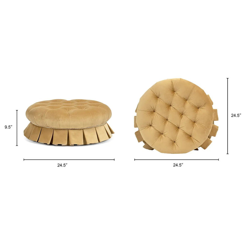 Roquefort 24.5" Round Tufted Velvet Pet Bed with Box-Pleated Skirt by HouseOfZazla