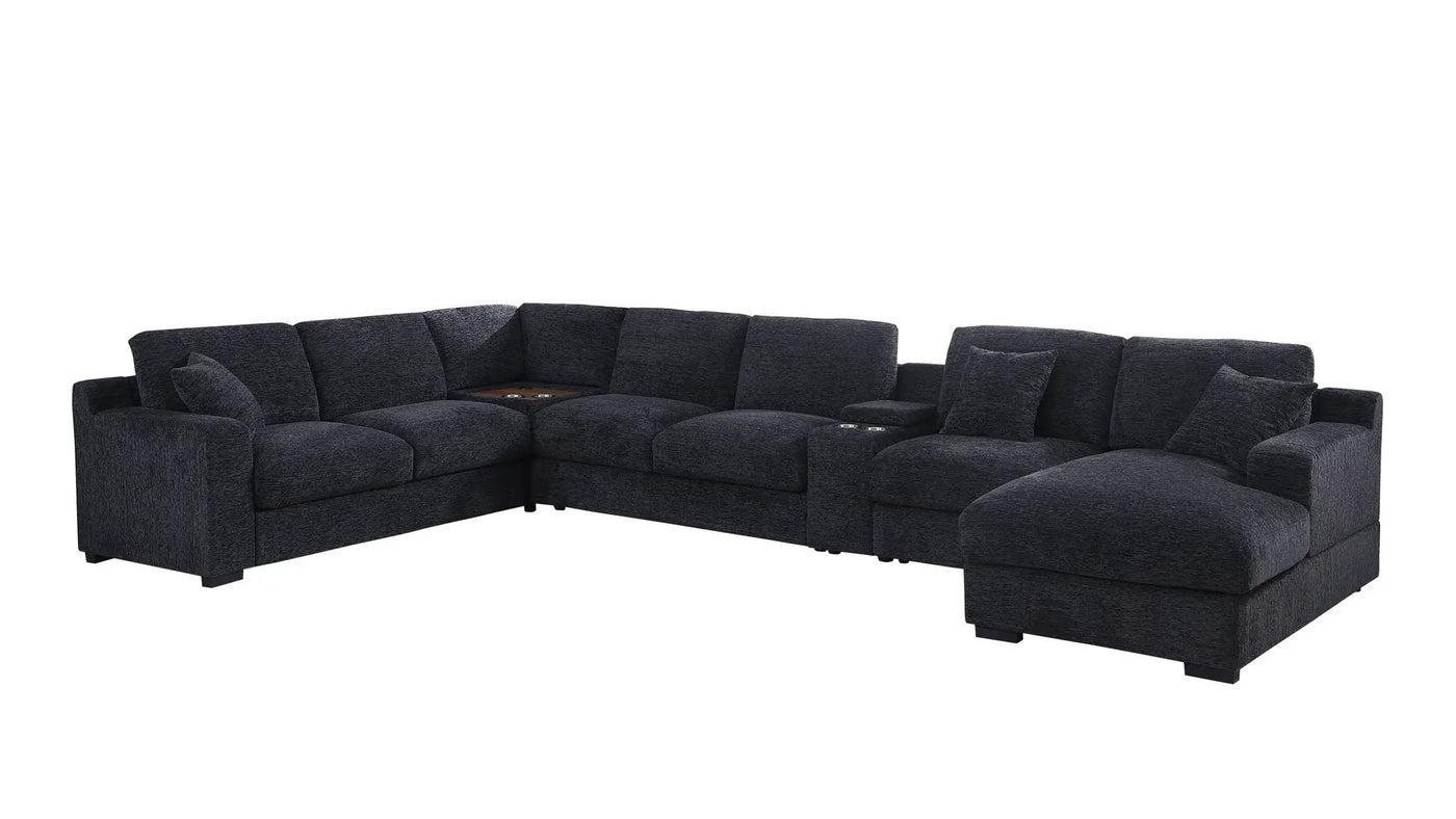 Celine - Fabric Corner Sectional Sofa With Right-Facing Chaise, Cupholders, And Charging Ports by Unique Piece Furniture