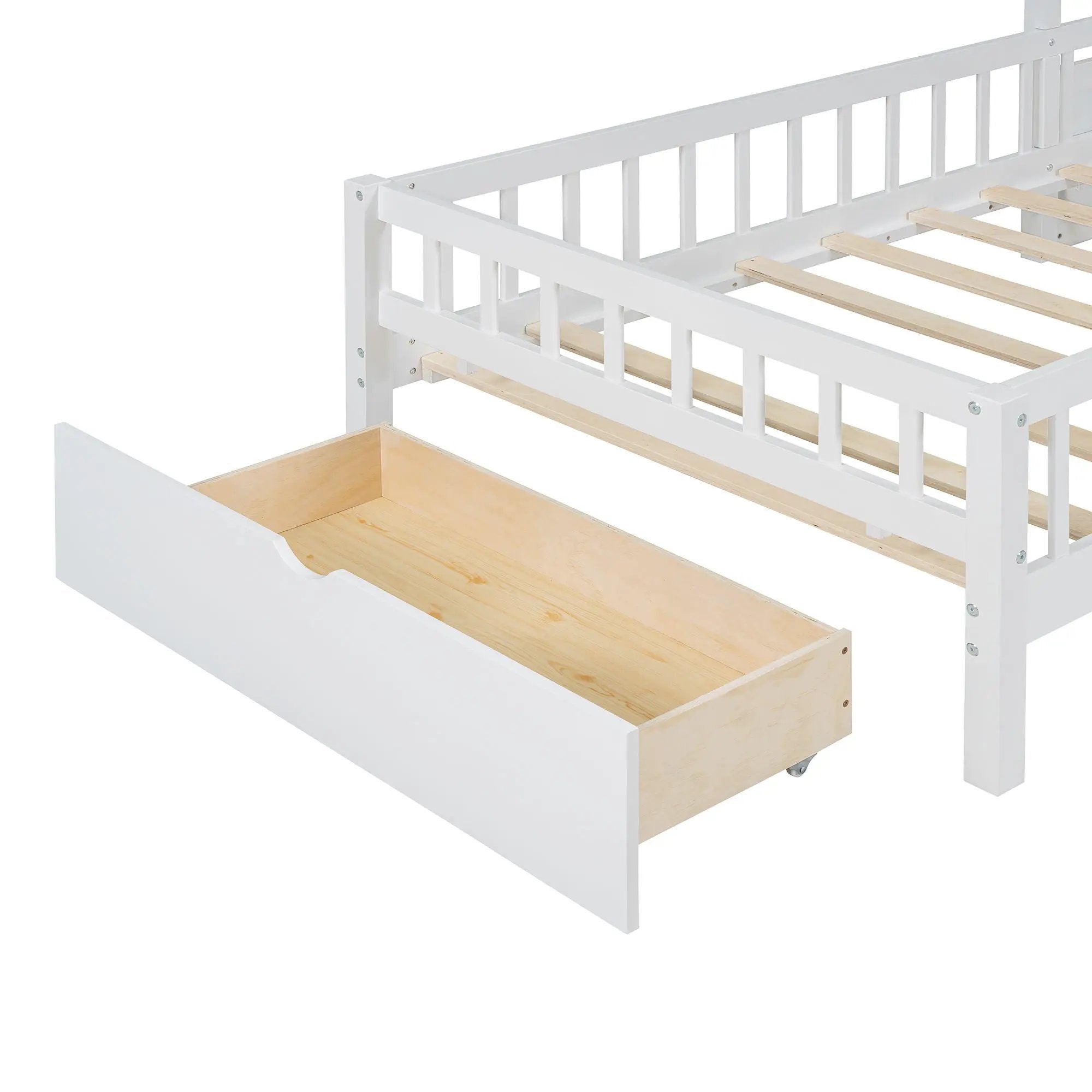 House Bed With Upholstered Sofa, Wireless Charging Station, Shelves And 2 Drawers by HouseOfZazla