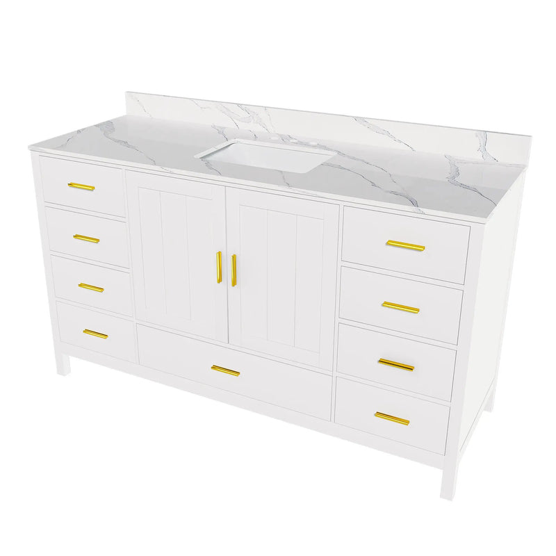 60" Modern Solid Wood Bathroom Vanity with Sink by HouseOfZazla