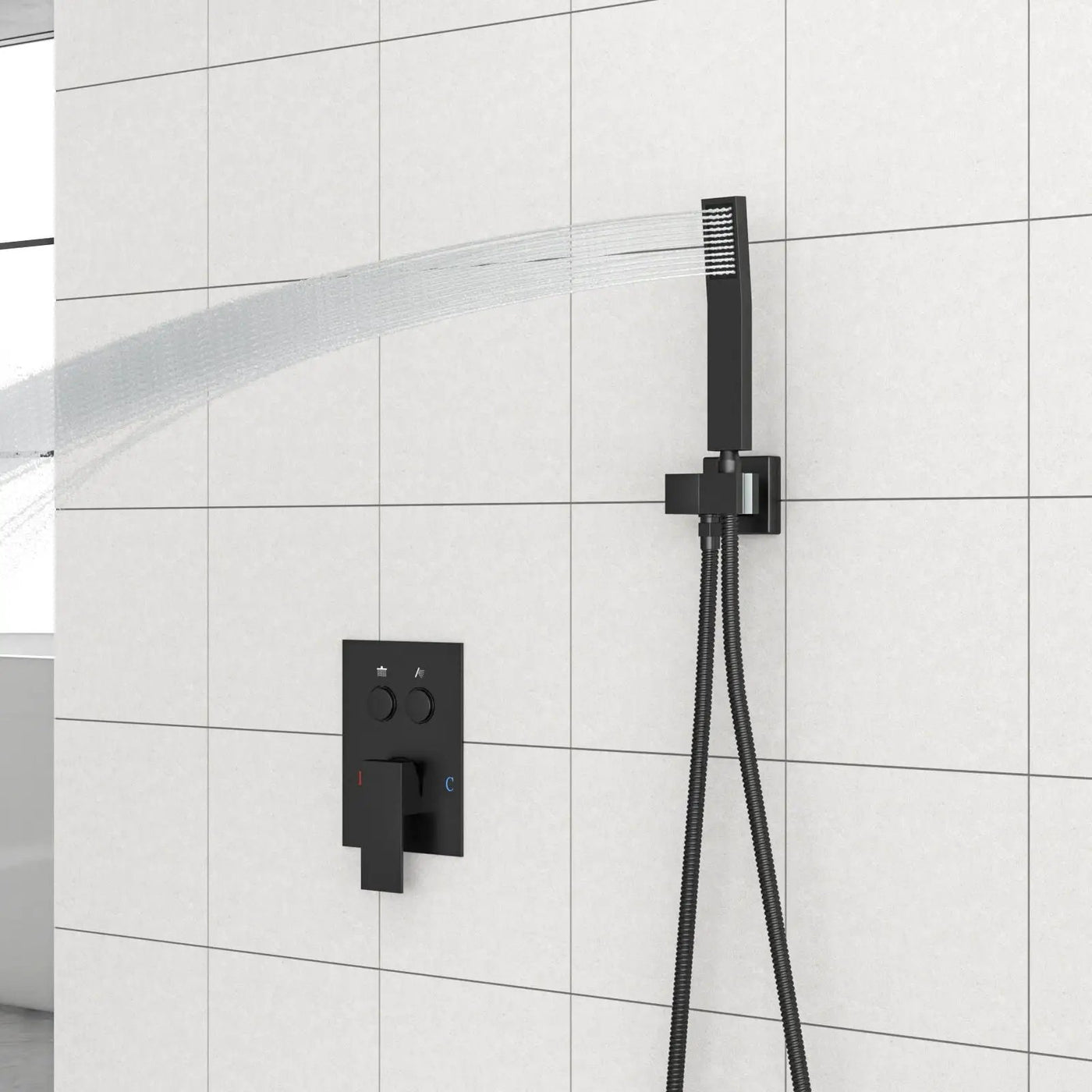 Dual Shower Head System With Square Rain Shower And Rough In Valve by HouseOfZazla