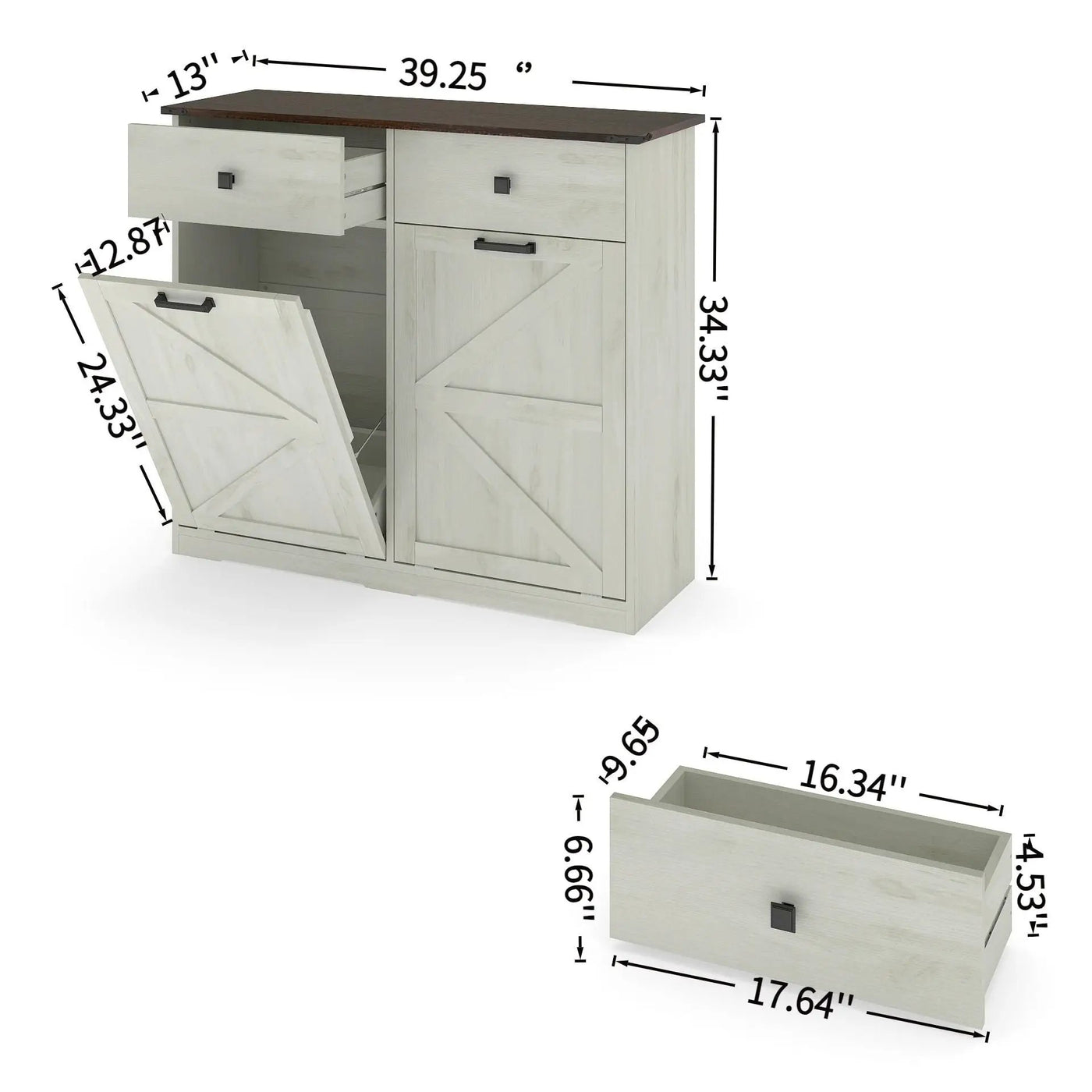 Double Tilt Out Trash Cabinet With Hideaway Drawer And Barn Door Style by HouseOfZazla