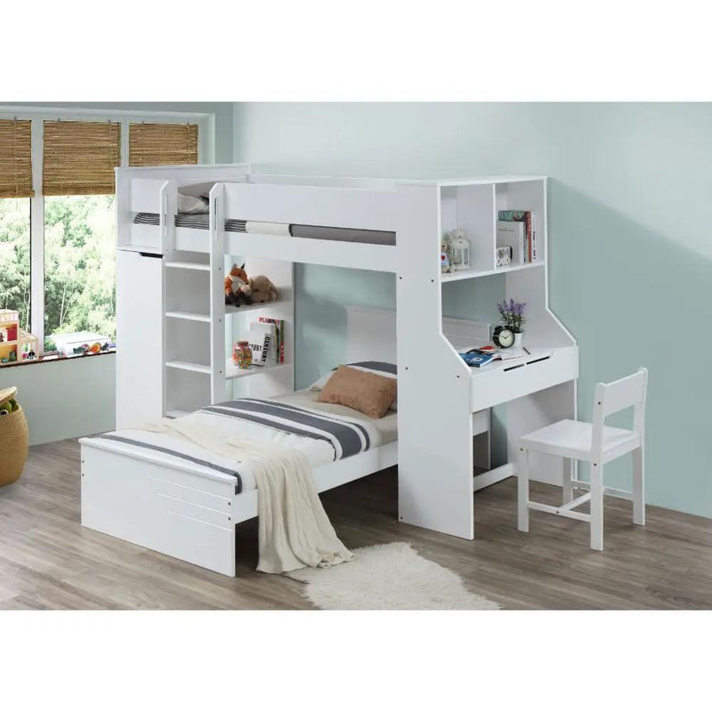 Ragna - Twin Loft Bed With Desk & Wardrobe - White by Unique Piece Furniture